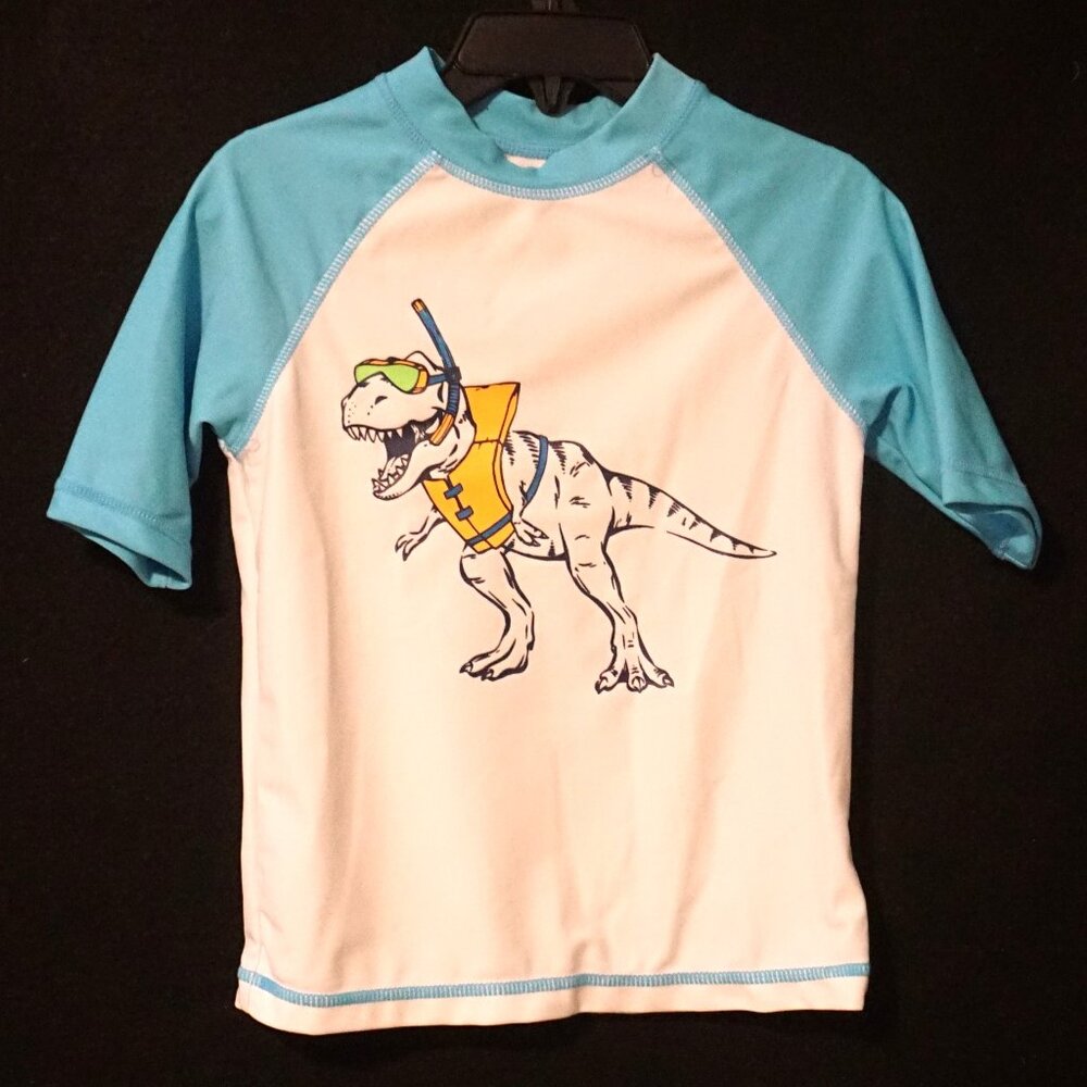 Panama Jack Rashguard Aqua and White with Snorkel T-Rex Dino Graphic Boys XS (4)